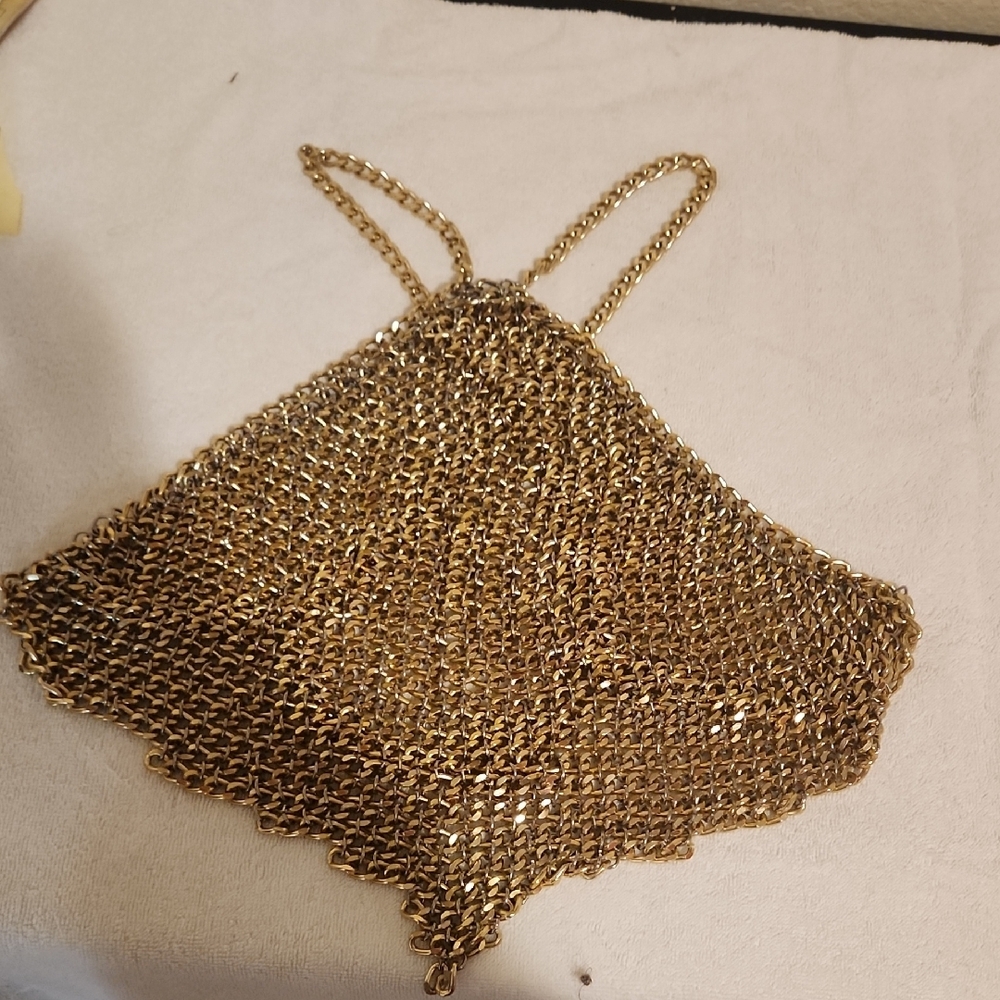 VINTAGE Gold Chainmail Halter Top